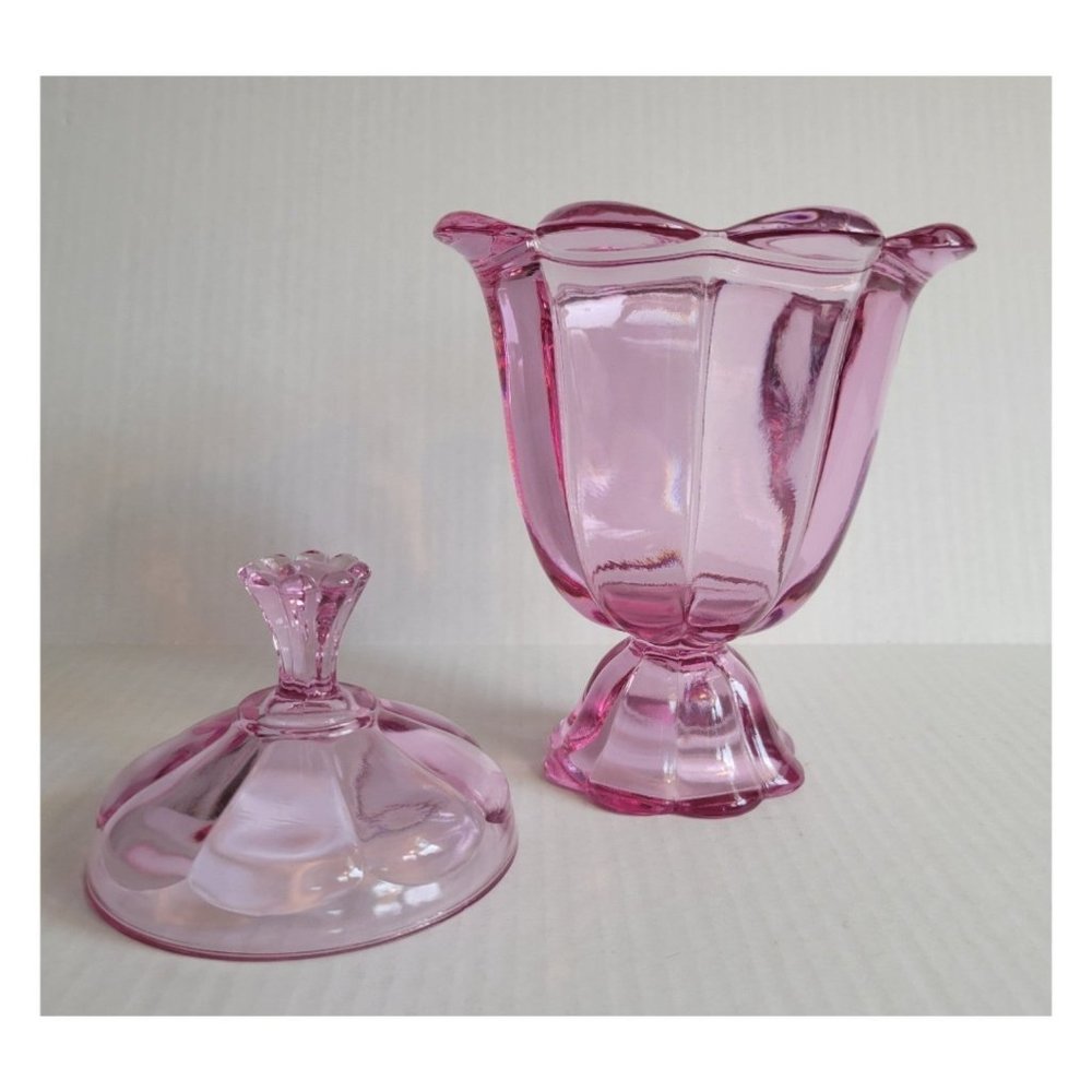 Viking Epic Petal Footed Candy Jar in Rare Thistle Pink color - Picture 5 of 6